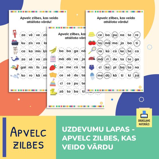 Atzīmē zilbes, kas veido vārdu, uzdevumi